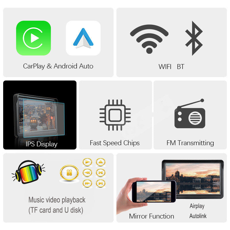 Pantalla Smart para Auto con CarPlay Inalámbrico y Navegación