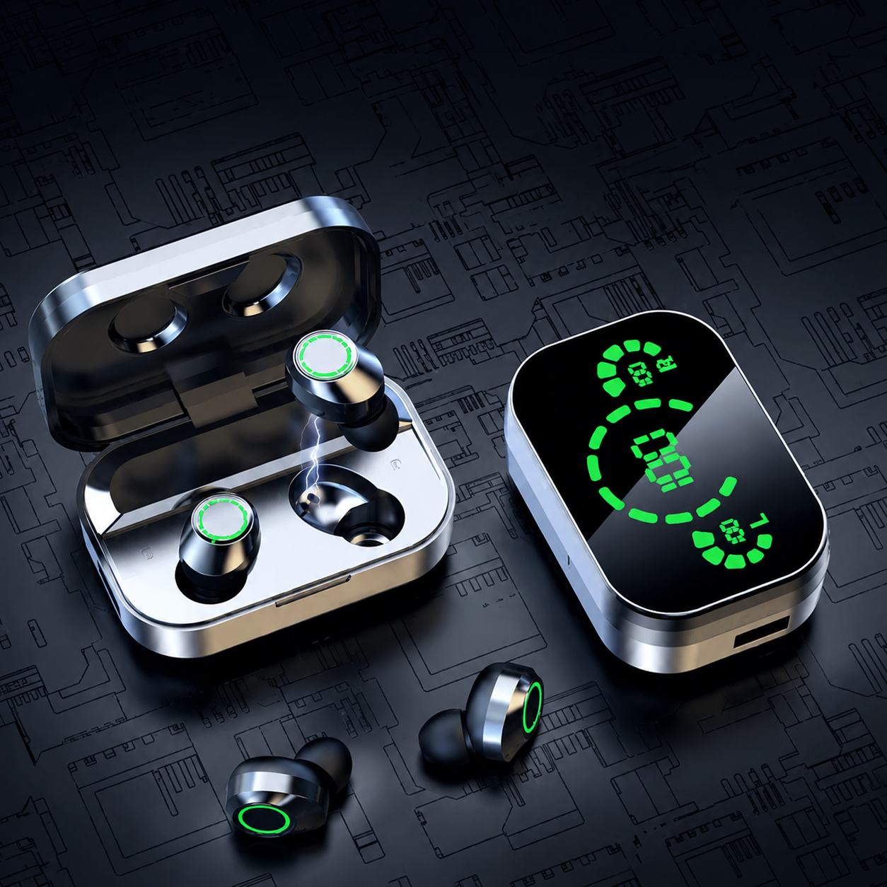Auriculares Bluetooth Inalámbricos YD03 - Pantalla Digital Inteligente y Luz LED
