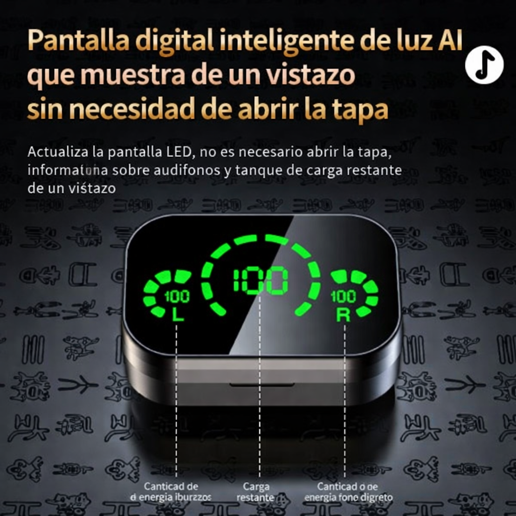 Auriculares Bluetooth Inalámbricos YD03 - Pantalla Digital Inteligente y Luz LED