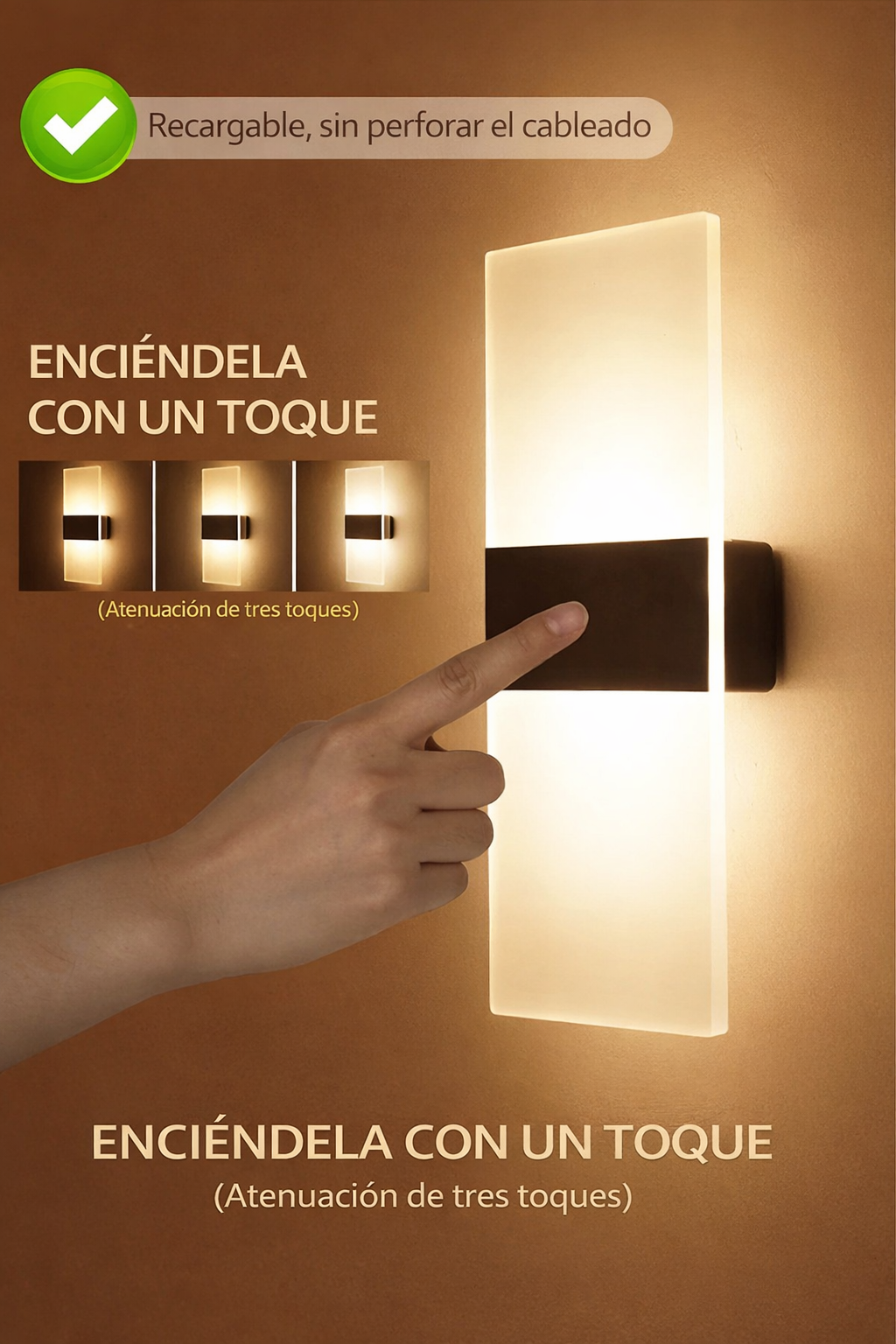 Lampara de pared con Sensor de Movimiento y Carga USB