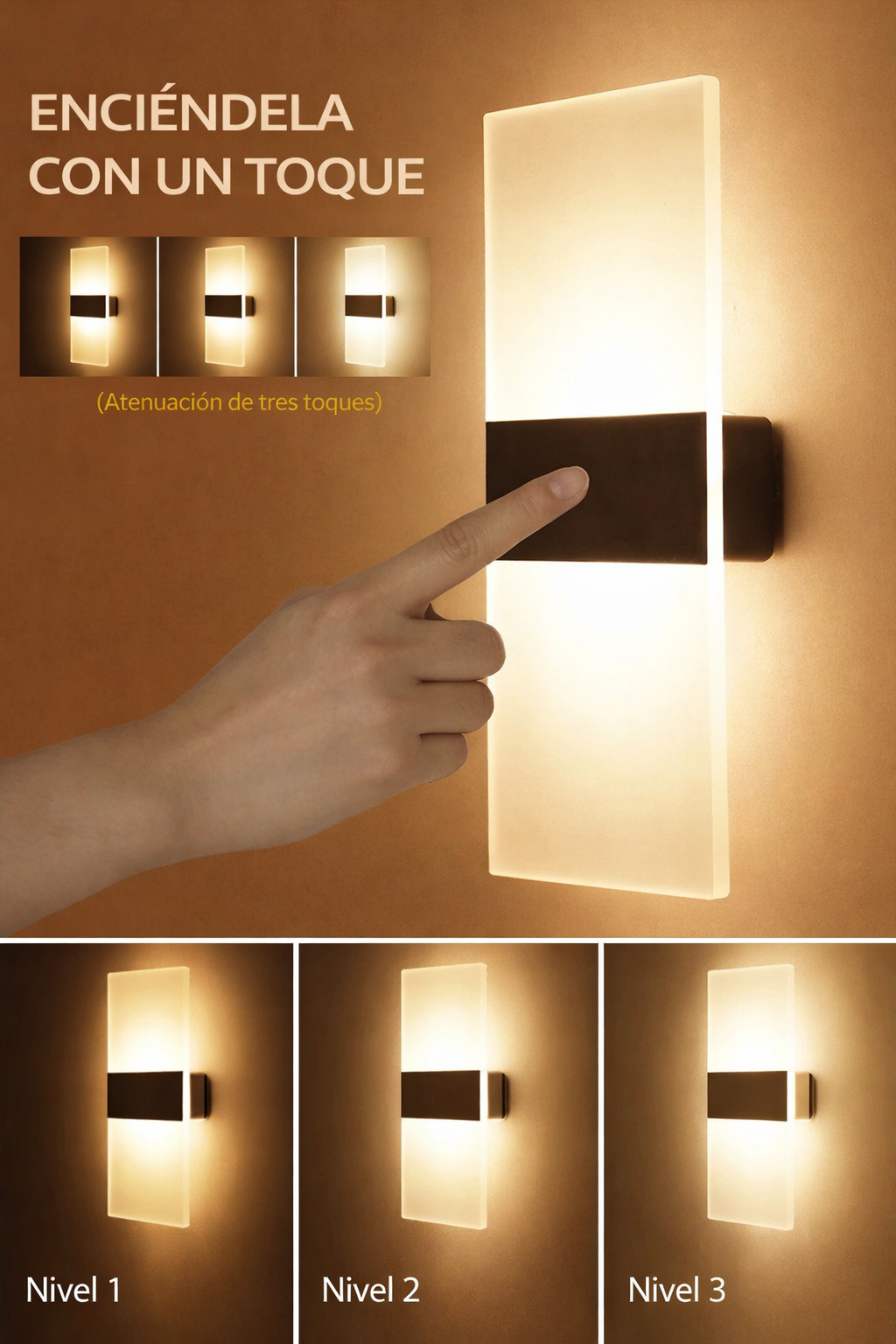 Lampara de pared con Sensor de Movimiento y Carga USB