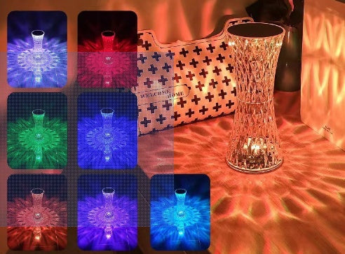 Creative Table Lamp with Crystal and Diamonds - Rechargeable