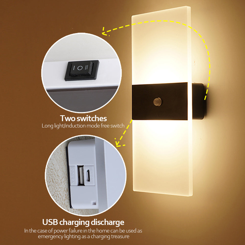 Lampara de pared con Sensor de Movimiento y Carga USB