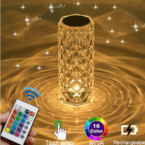 Creative Table Lamp with Crystal and Diamonds - Rechargeable